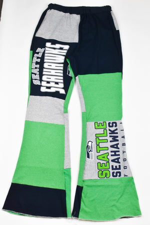 Upcycled Seahawks Patch Flare Pants