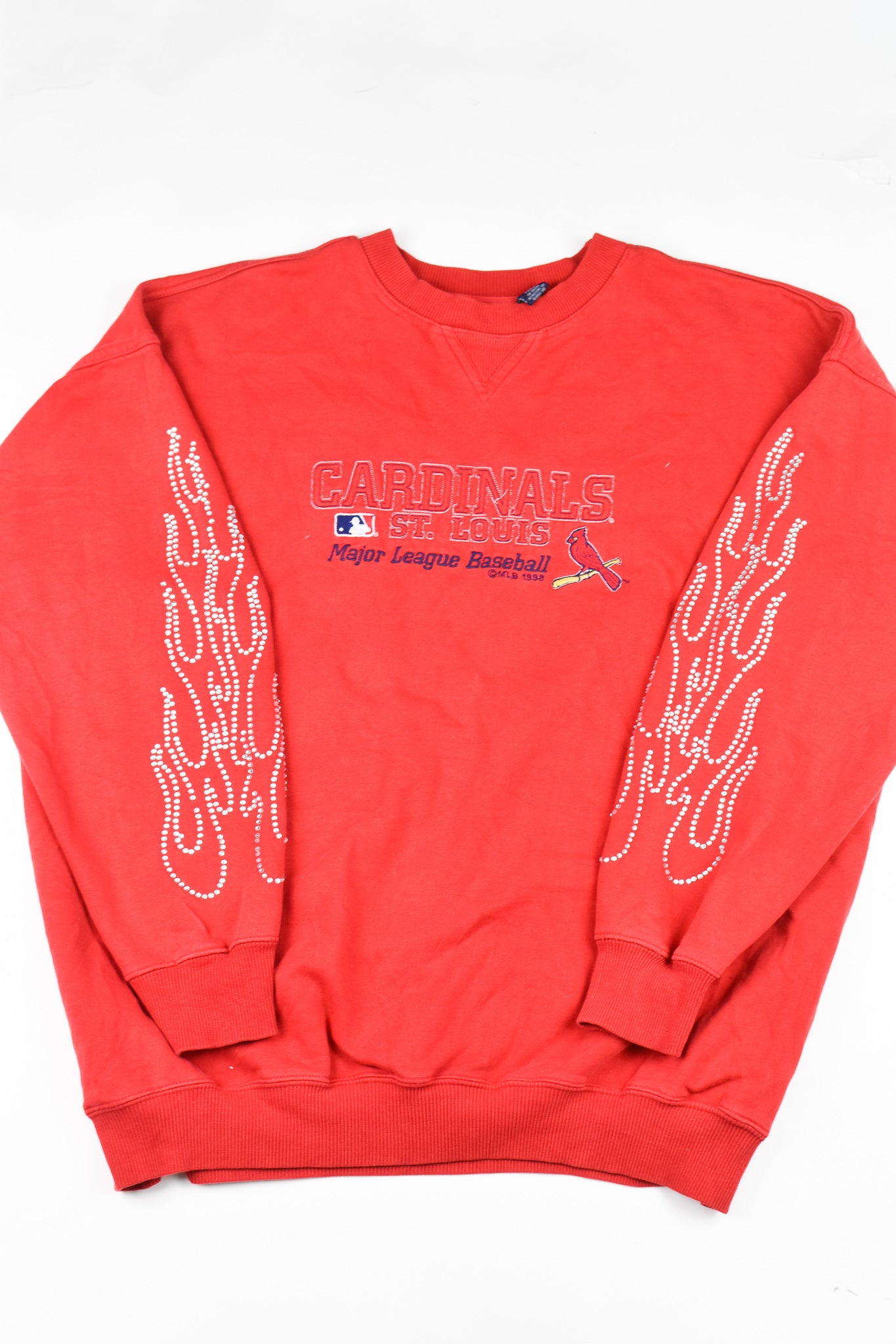 Upcycled Vintage Cardinals Flame Sweatshirt - Tonguetied Apparel