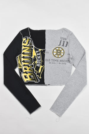 Upcycled Bruins Spliced Scoopneck Top