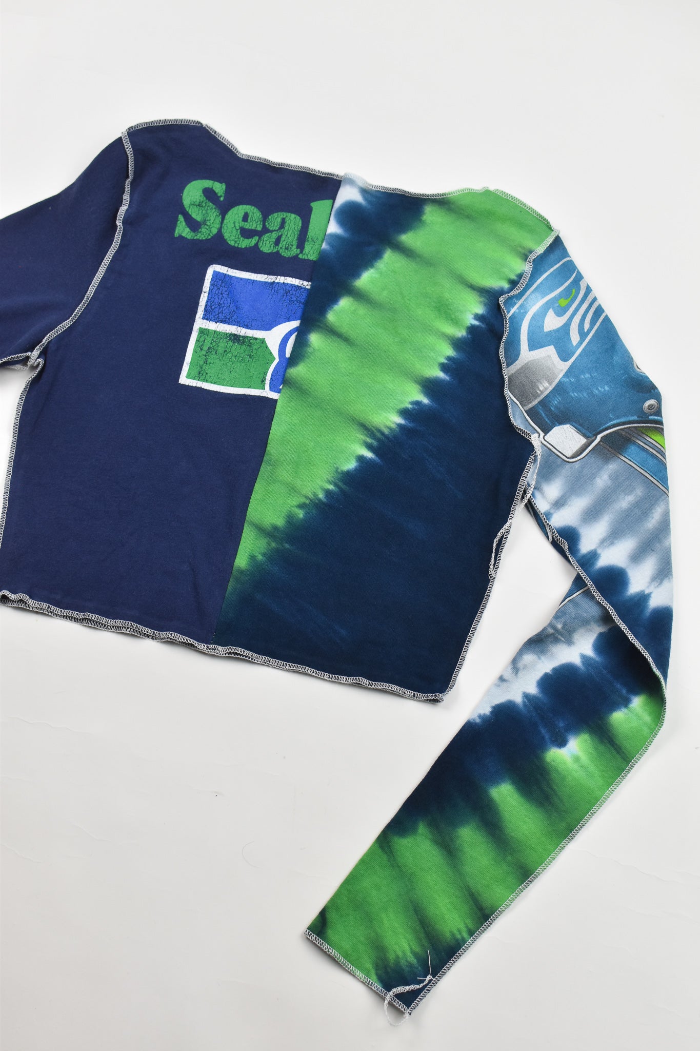 Upcycled Seahawks Spliced Scoopneck Top