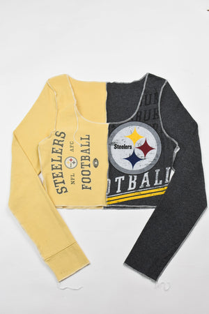 Upcycled Steelers Spliced Scoopneck Top