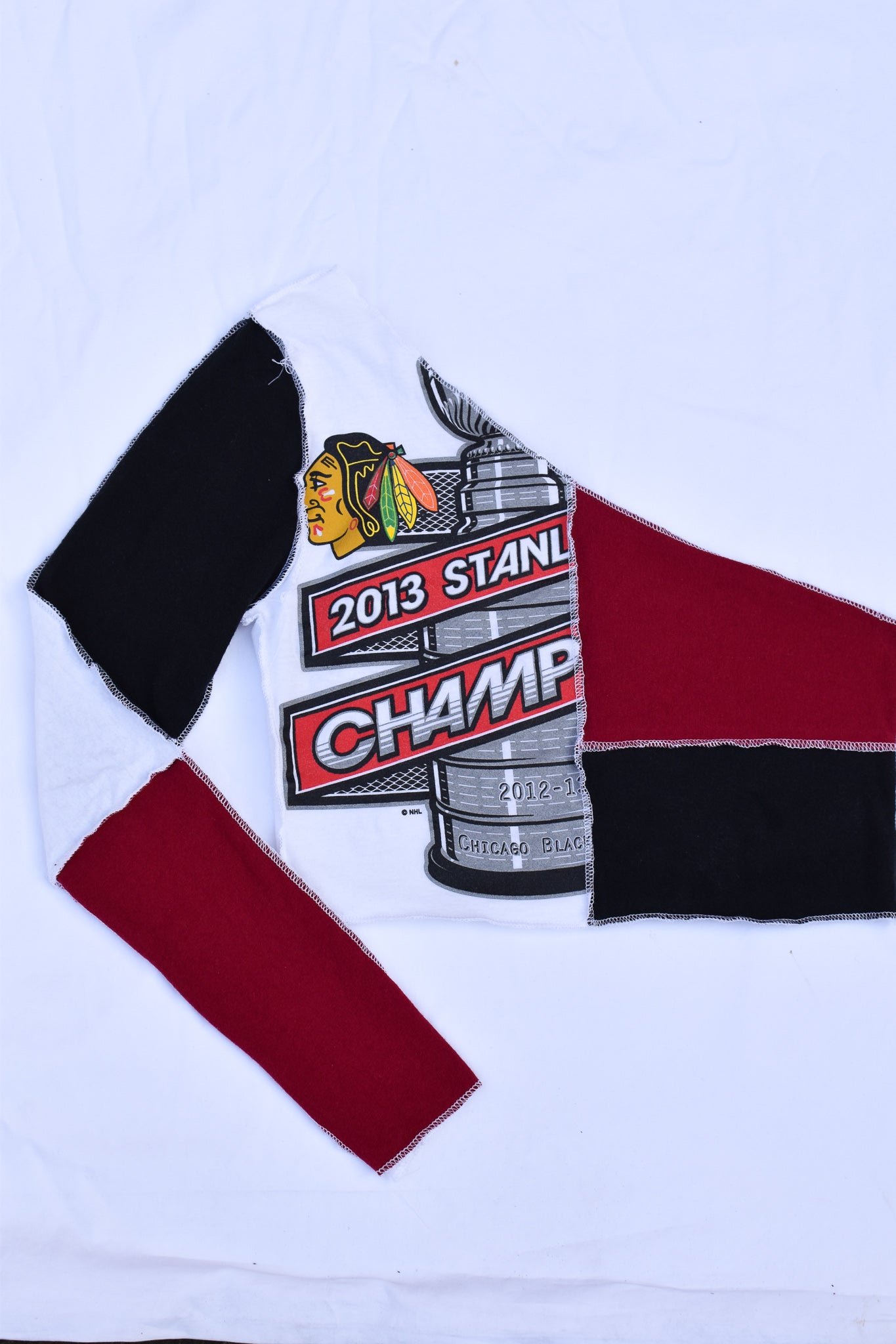 Upcycled Blackhawks Long Sleeve Scrappy Top
