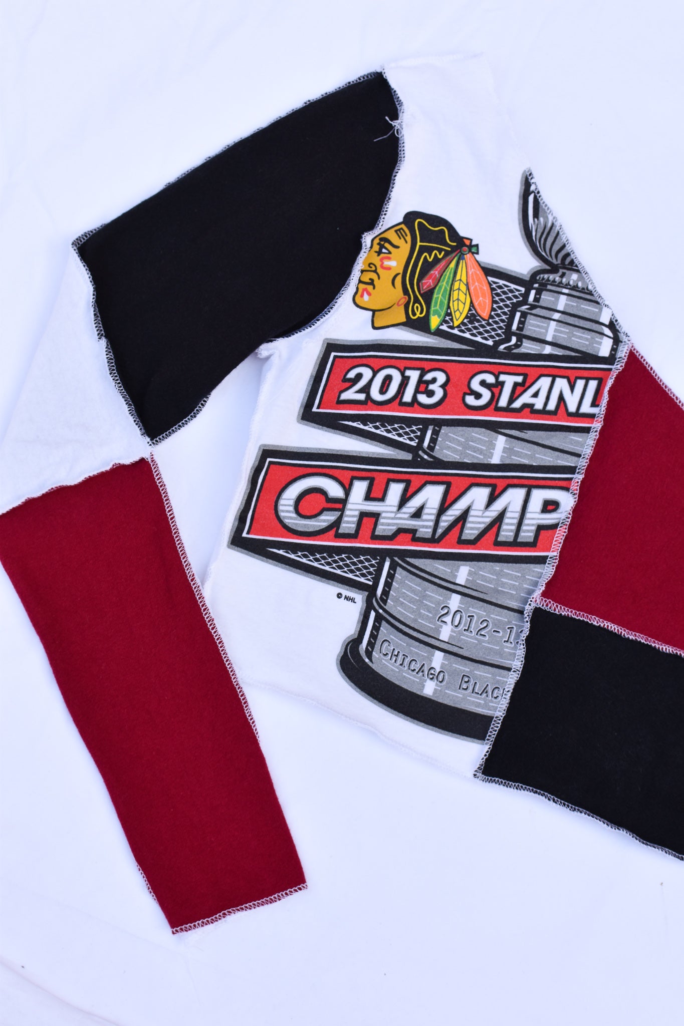 Upcycled Blackhawks Long Sleeve Scrappy Top