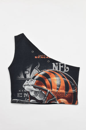 Upcycled Bengals One Shoulder Tank Top