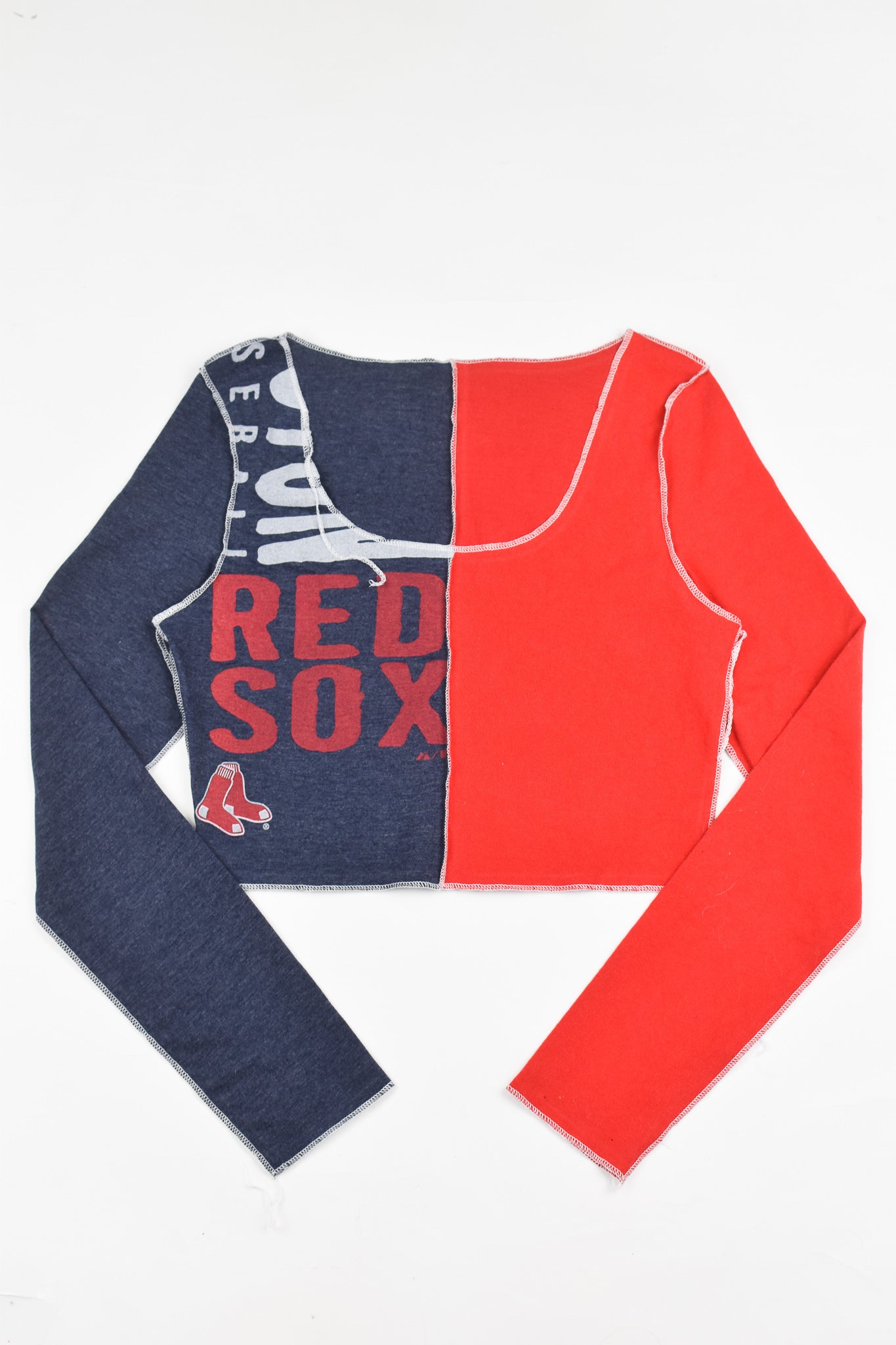 Upcycled Red Sox Spliced Scoopneck Top
