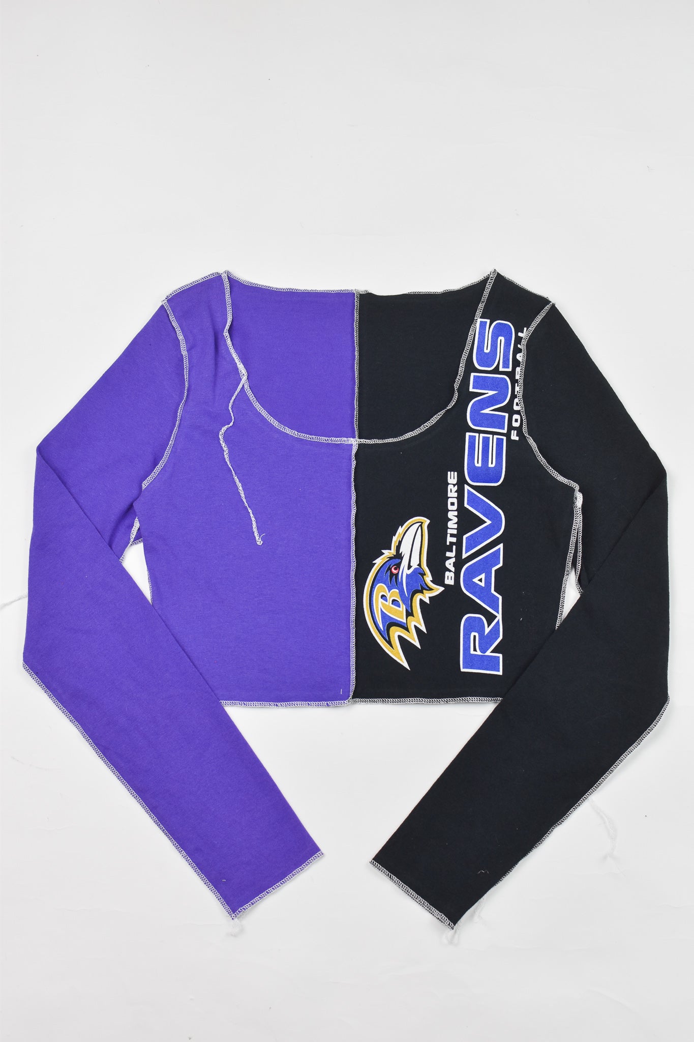 Upcycled Ravens Spliced Scoopneck Top