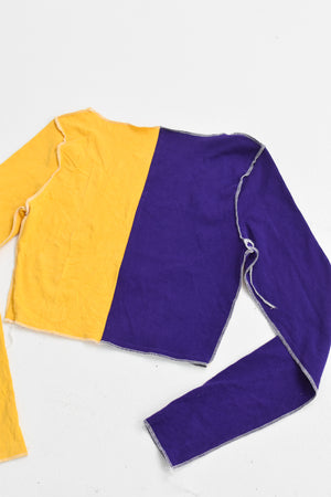 Upcycled LSU Spliced Scoopneck Top