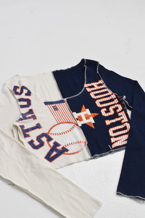 Upcycled Astros Spliced Scoopneck Top