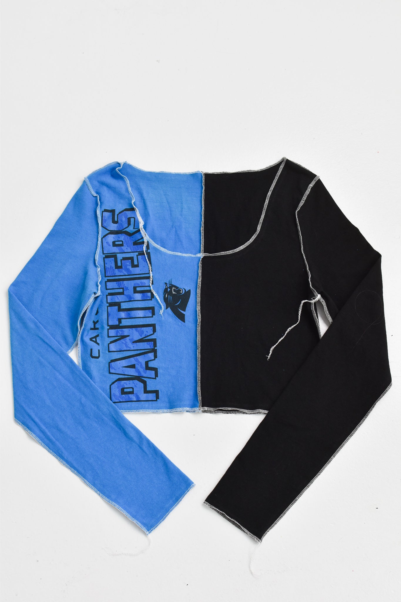 Upcycled Panthers Spliced Scoopneck Top