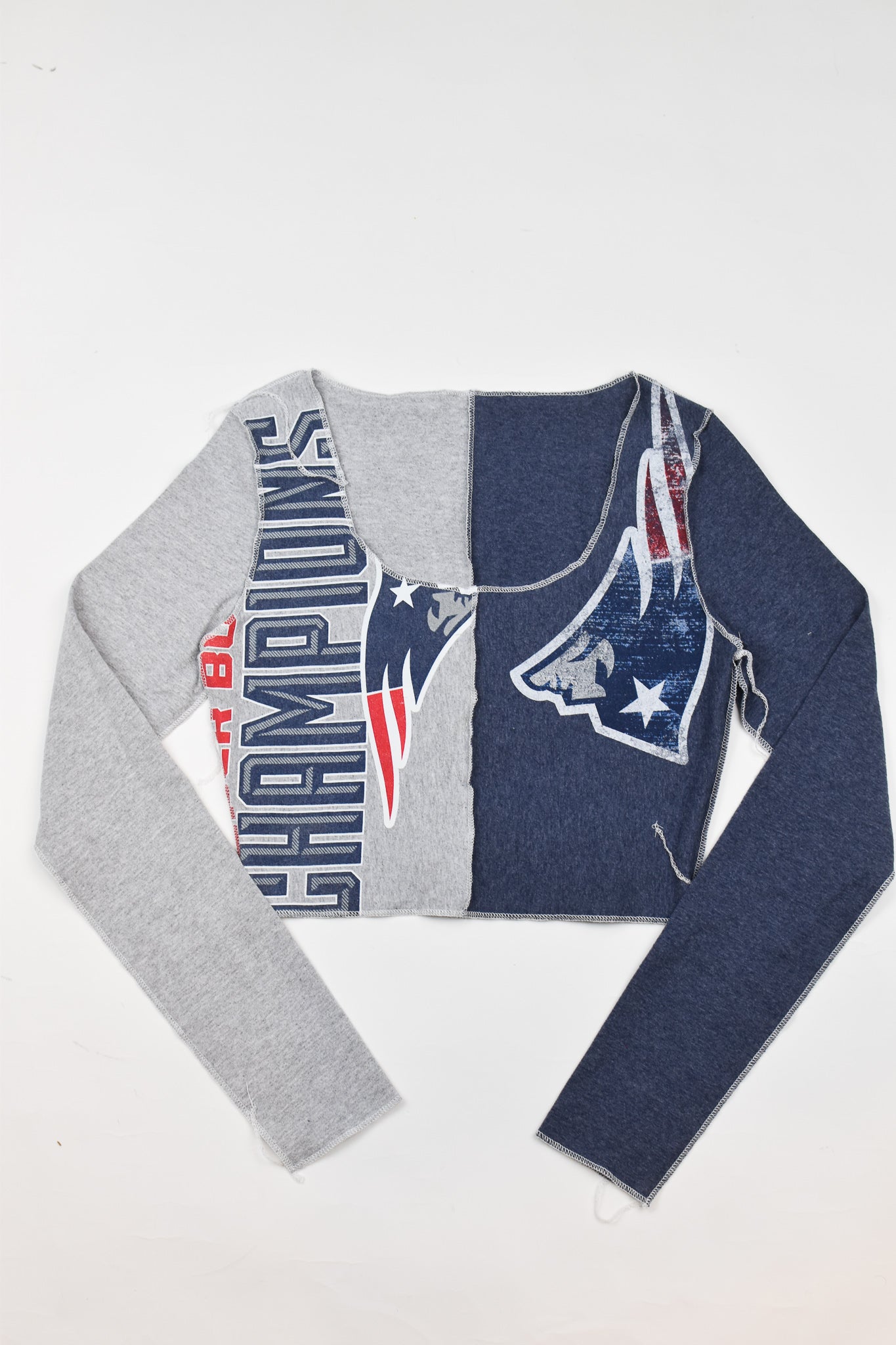 Upcycled Patriots Spliced Scoopneck Top