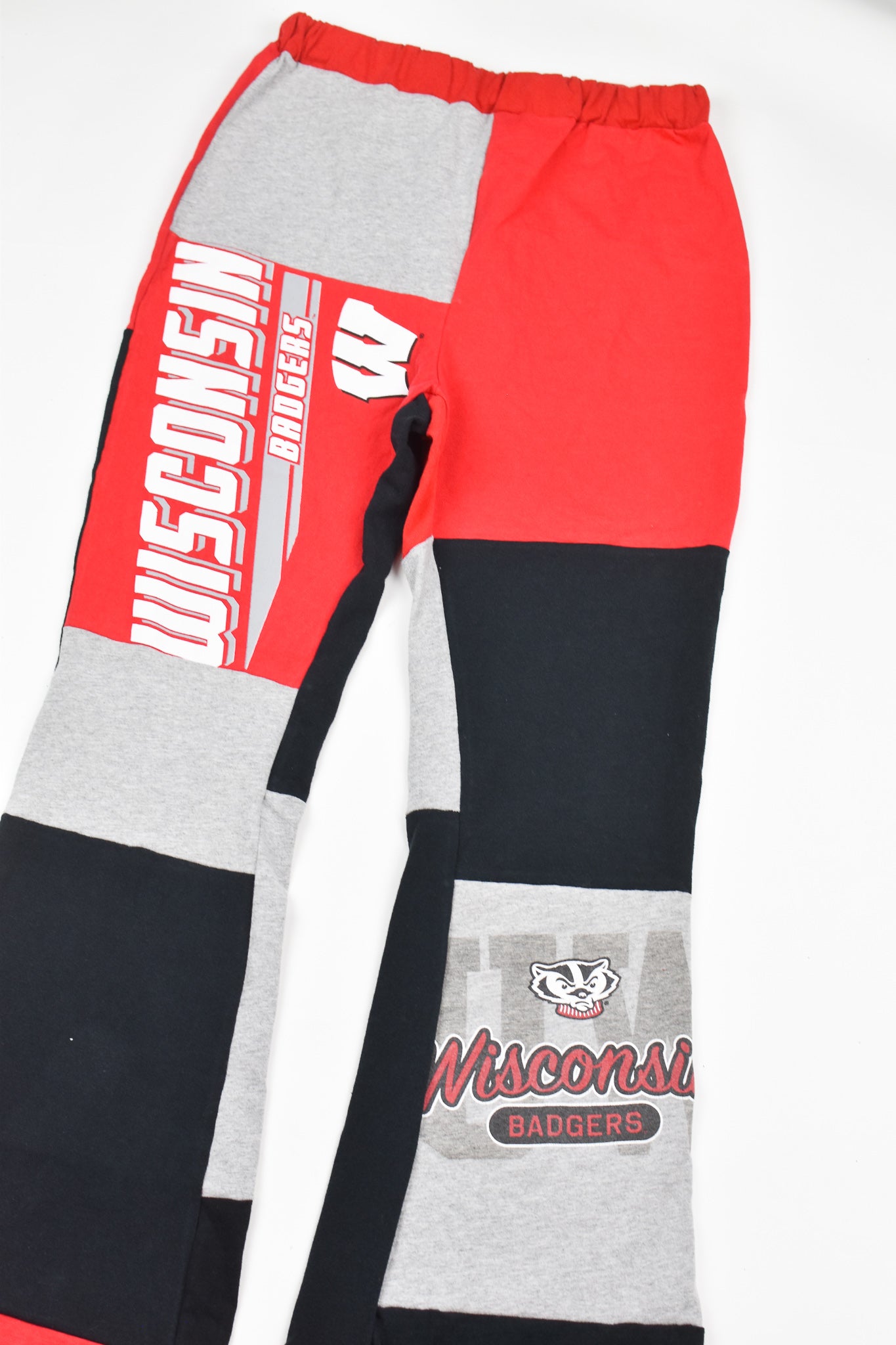 Upcycled Wisconsin Patch Flare Pants