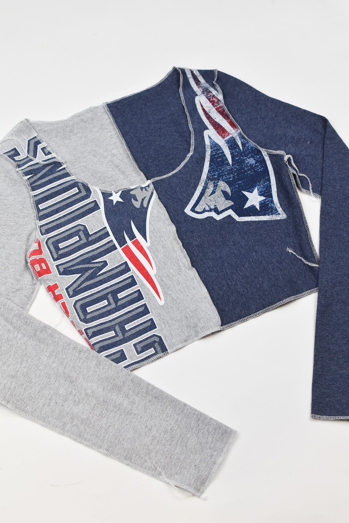 Upcycled Patriots Spliced Scoopneck Top