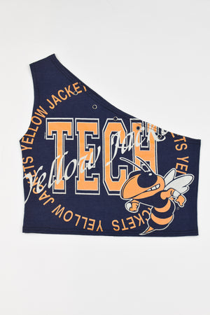 Upcycled Georgia Tech One Shoulder Tank Top