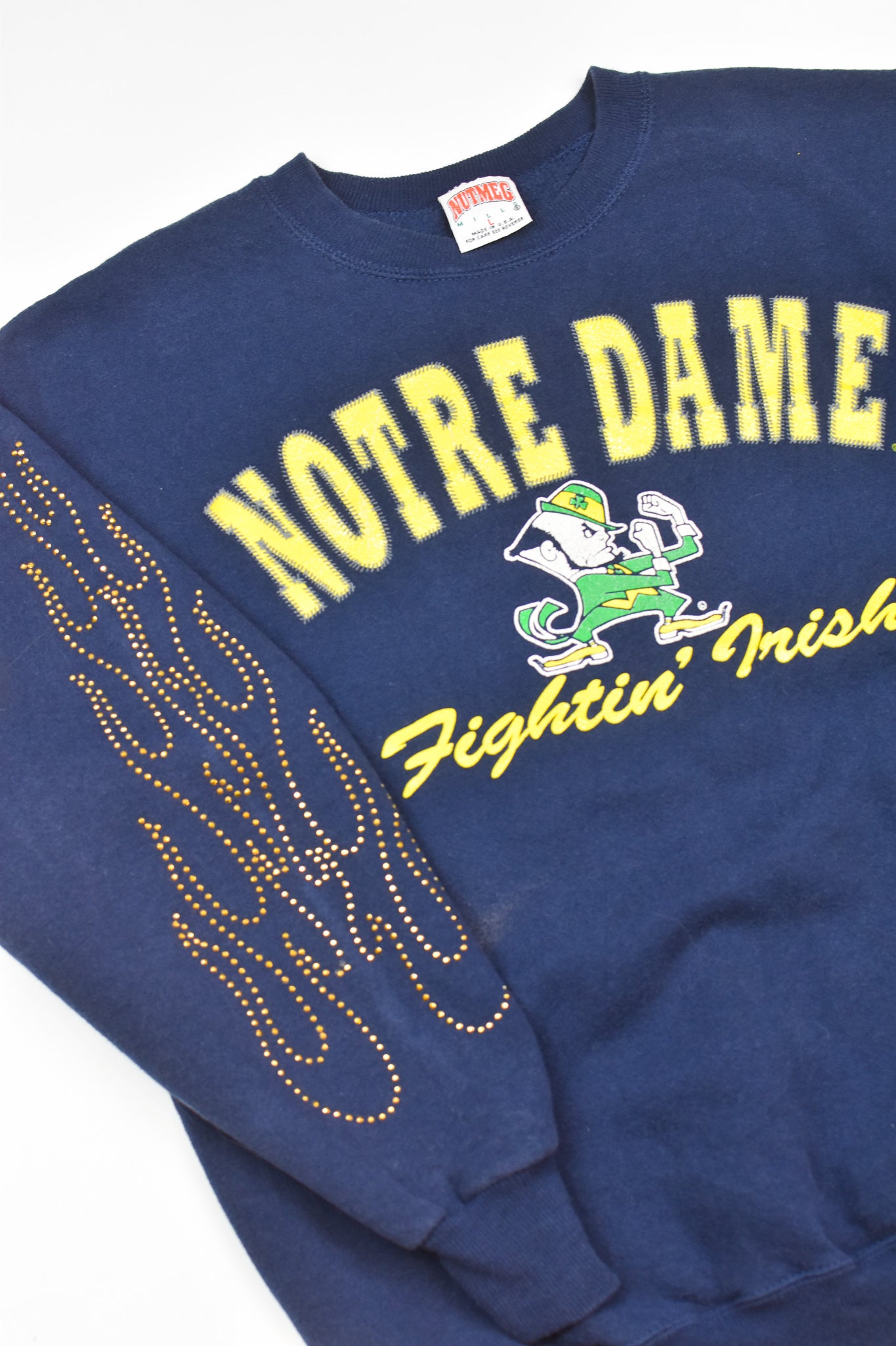 Upcycled Vintage Notre Dame Flame Sweatshirt