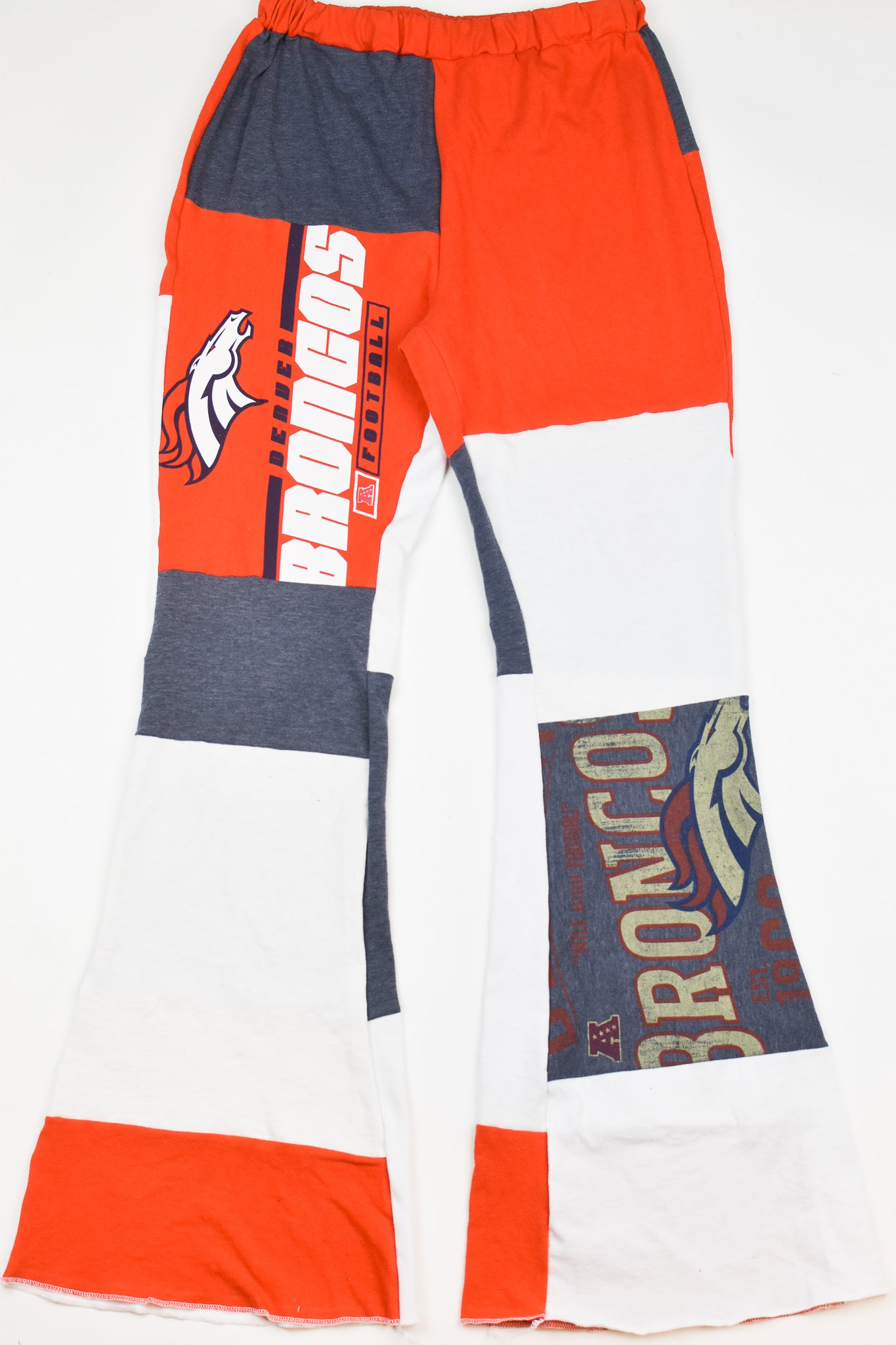 Upcycled Broncos Patch Flare Pants