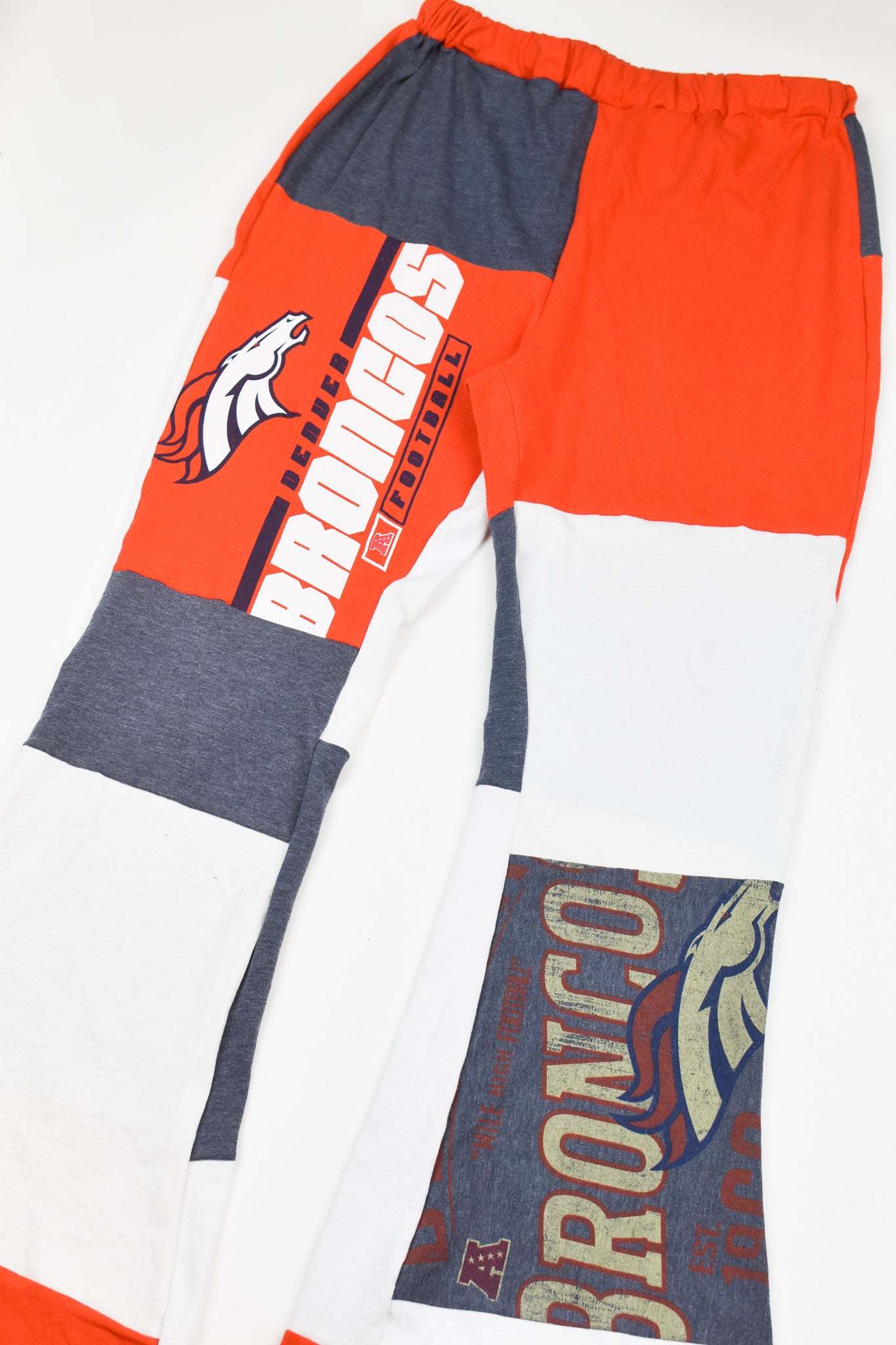 Upcycled Broncos Patch Flare Pants