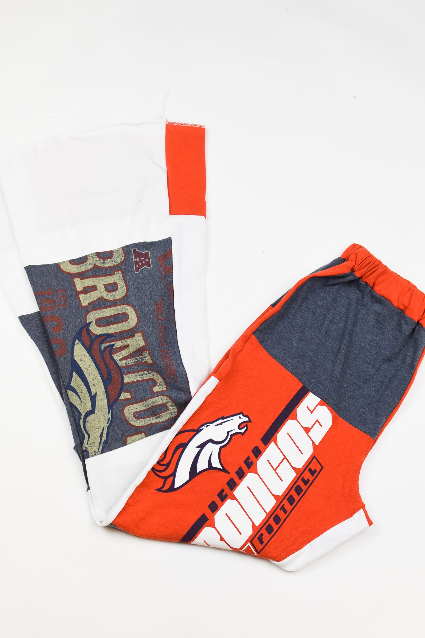 Upcycled Broncos Patch Flare Pants