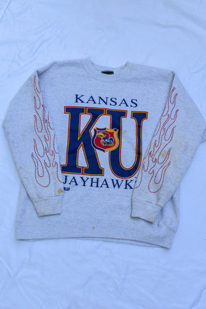Upcycled VINTAGE Kansas Flame Sweatshirt