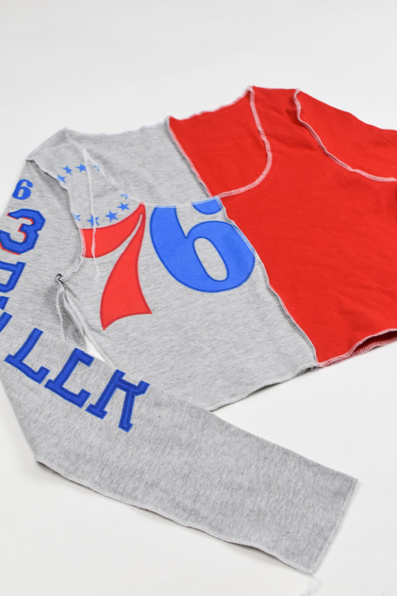 Upcycled 76ers Spliced Scoopneck Top