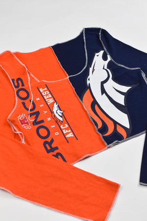 Upcycled Broncos Spliced Scoopneck Top