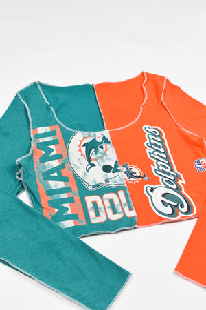 Upcycled Dolphins Spliced Scoopneck Top