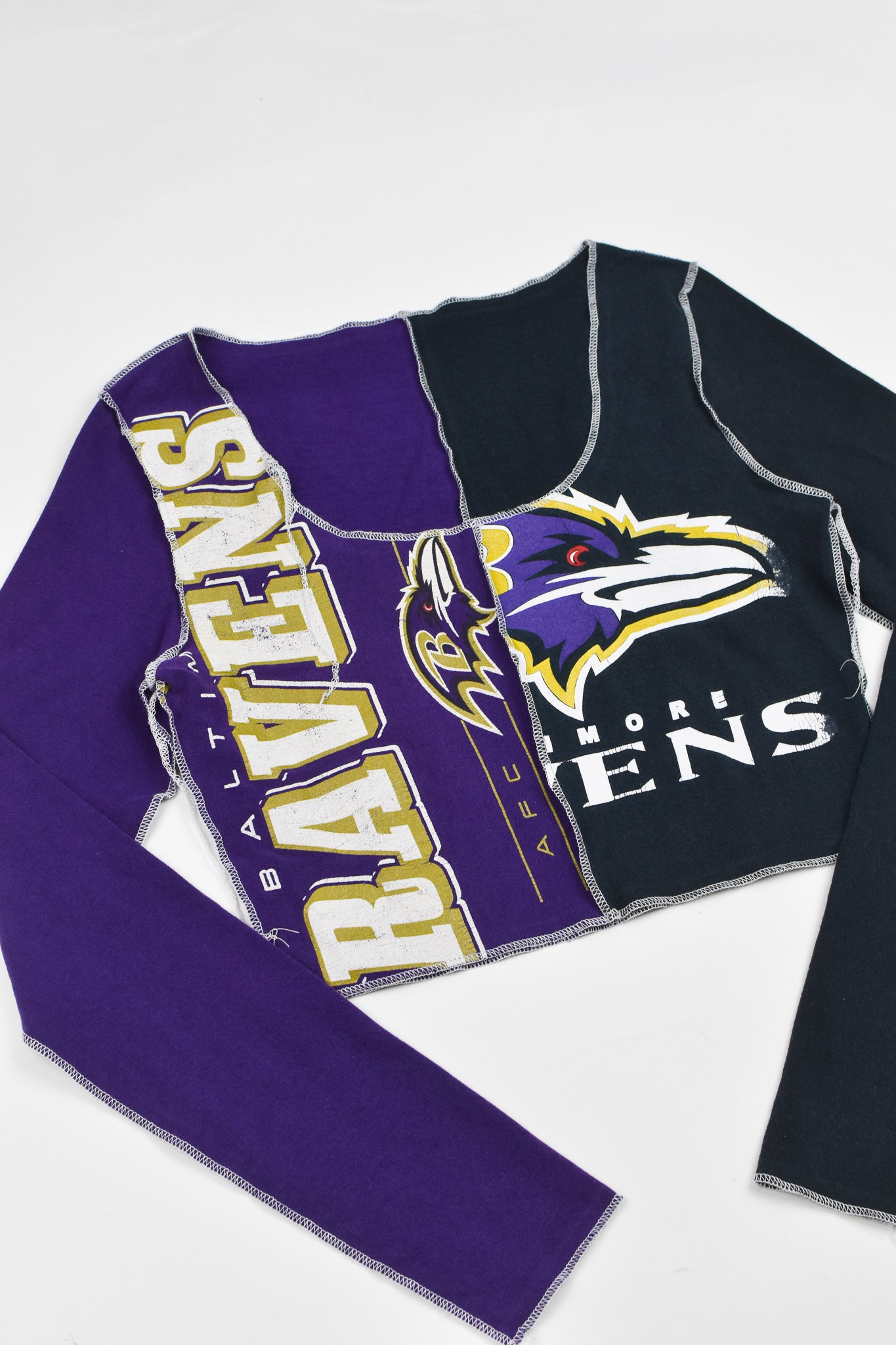Upcycled Ravens Spliced Scoopneck Top