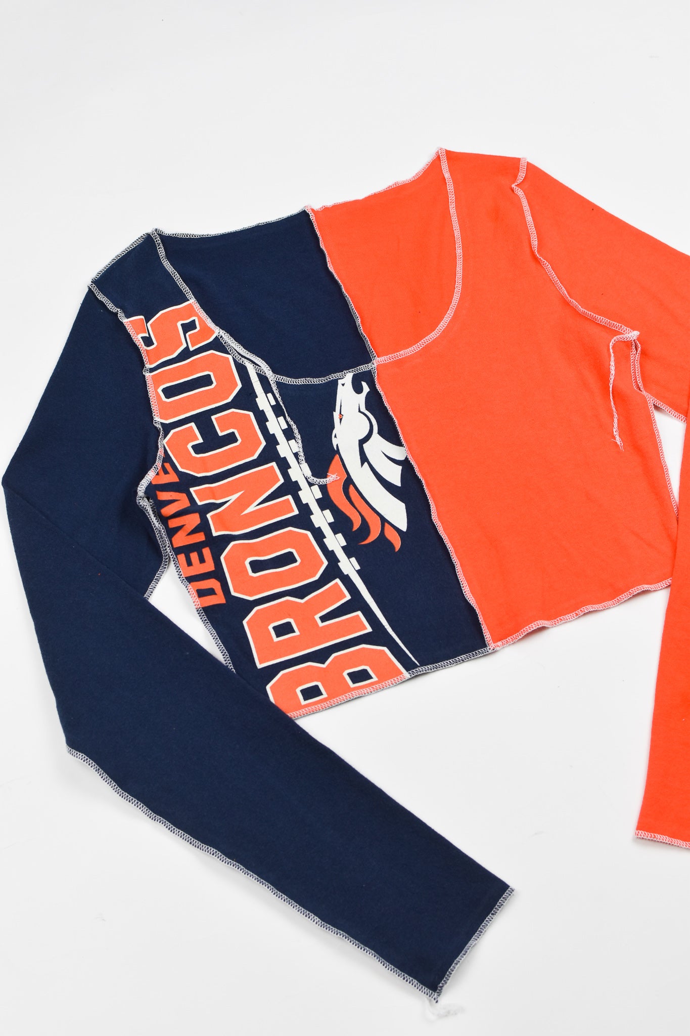 Upcycled Broncos Spliced Scoopneck Top