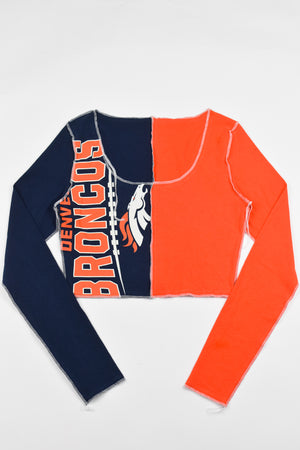 Upcycled Broncos Spliced Scoopneck Top
