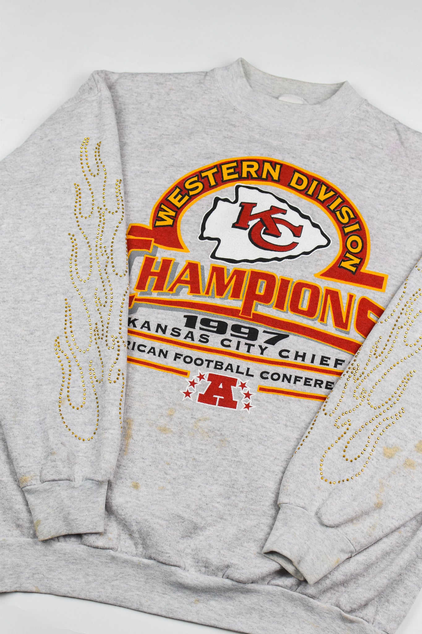 Upcycled Vintage Chiefs Flame Sweatshirt - Tonguetied Apparel