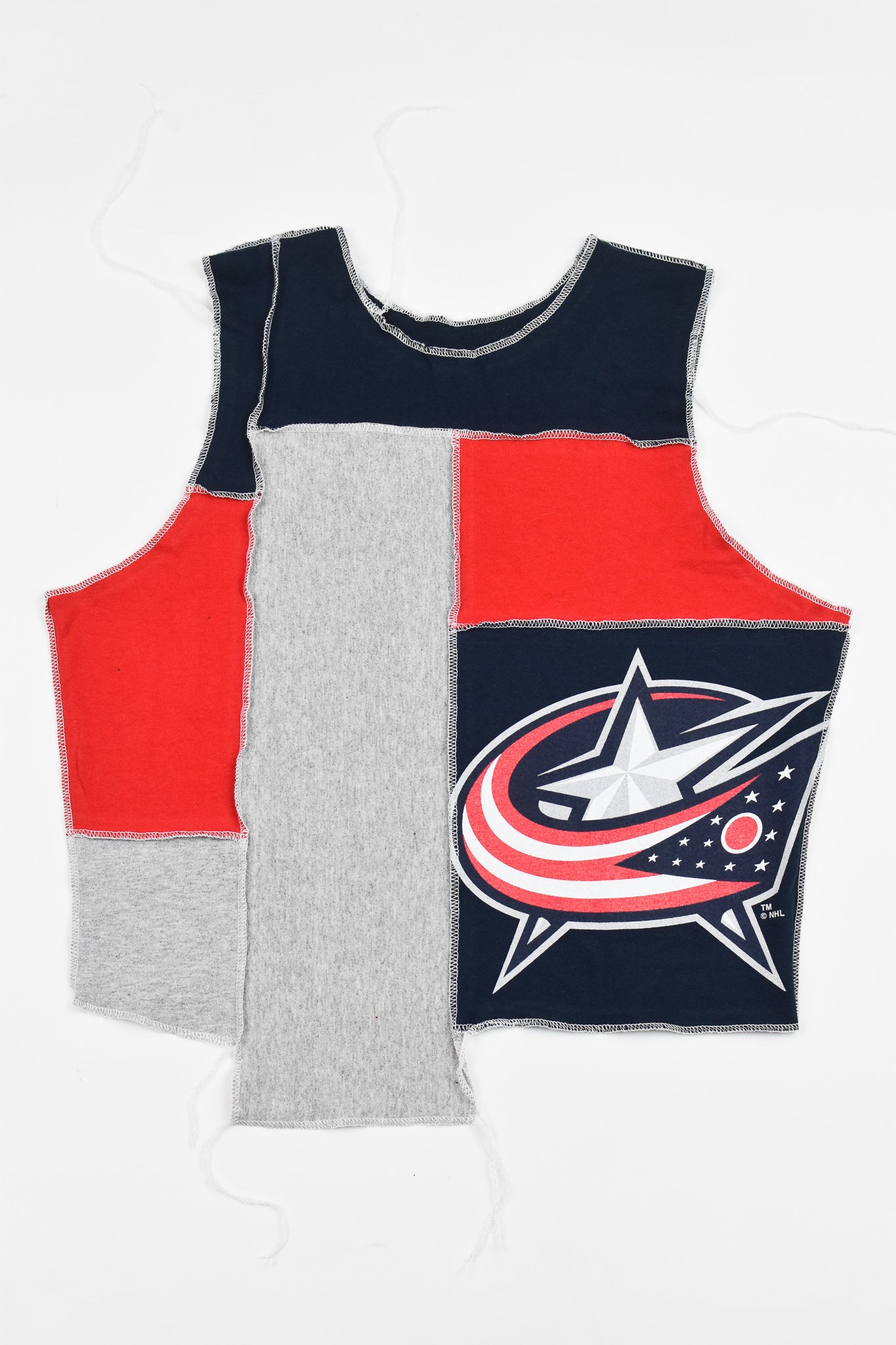 Upcycled Blue Jackets Scrappy Tank Top