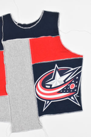 Upcycled Blue Jackets Scrappy Tank Top