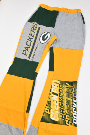 Upcycled Packers Patch Flare Pants