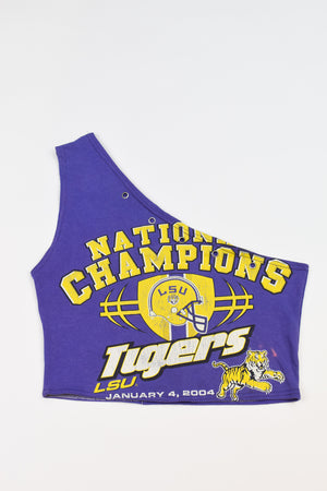 Upcycled LSU One Shoulder Tank
