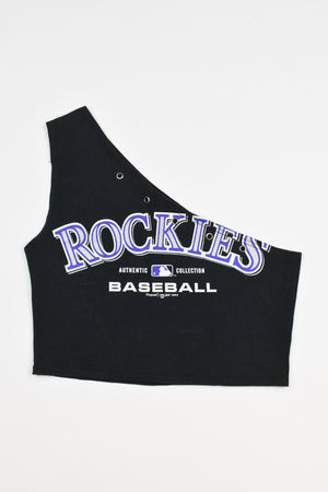 Upcycled Rockies One Shoulder Tank Top