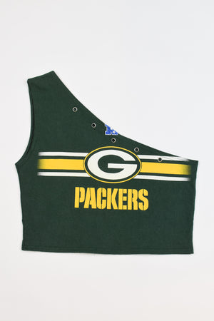 Upcycled Packers One Shoulder Tank Top