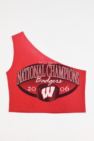 Upcycled Wisconsin One Shoulder Tank Top