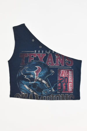 Upcycled Texans One Shoulder Tank Top
