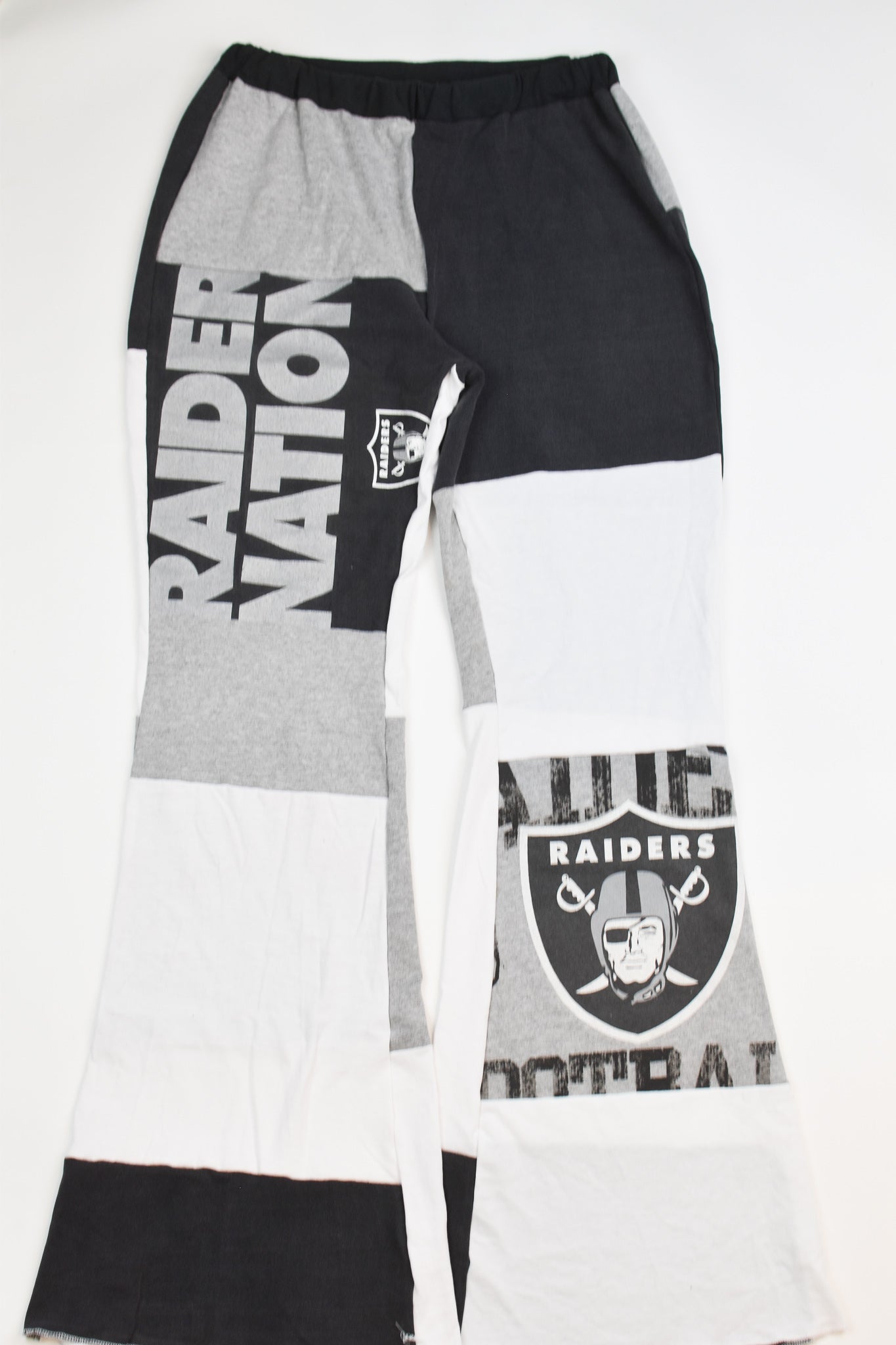 Upcycled Raiders Patch Flare Pants