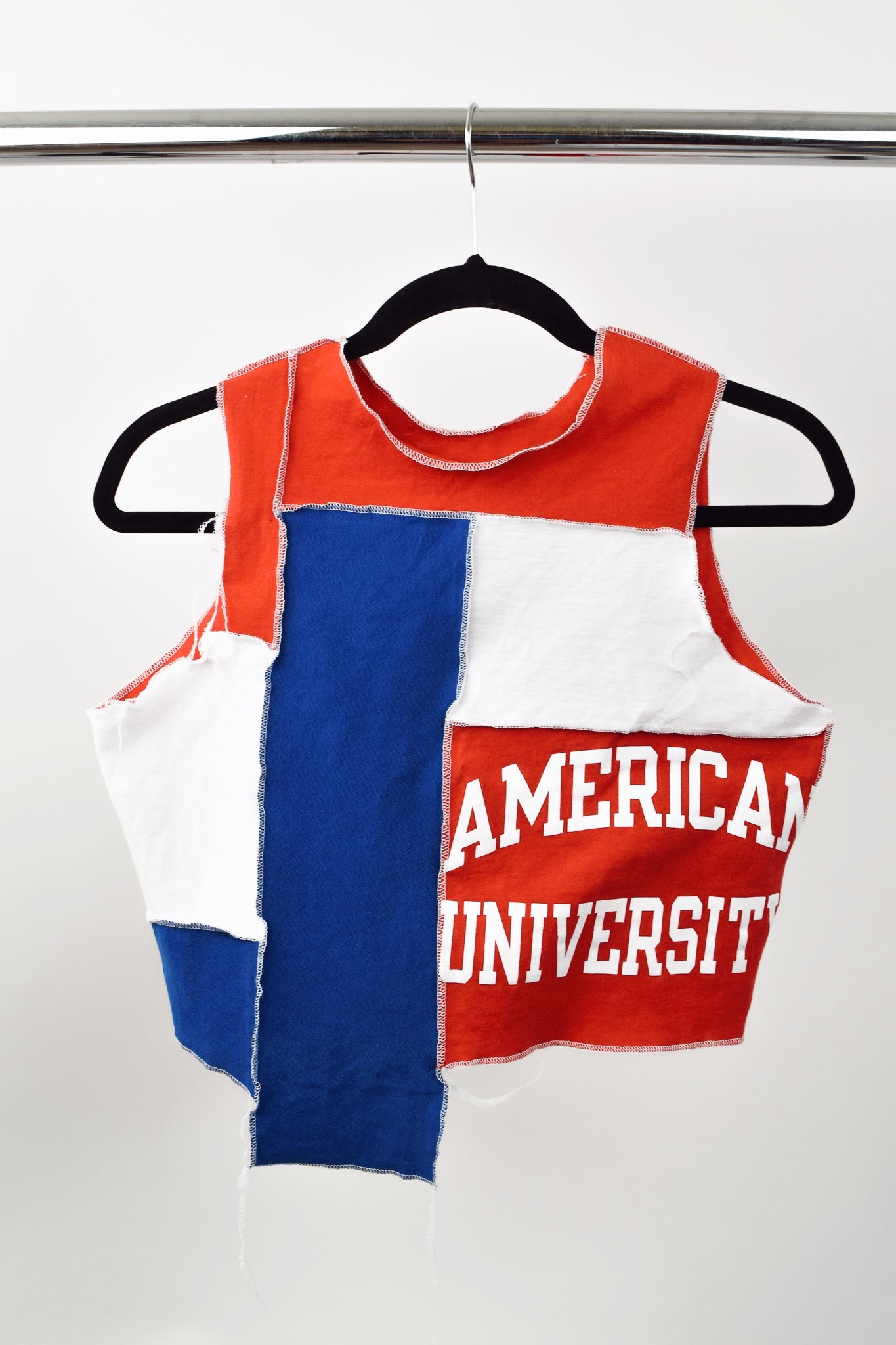 Upcycled American University Scrappy Top