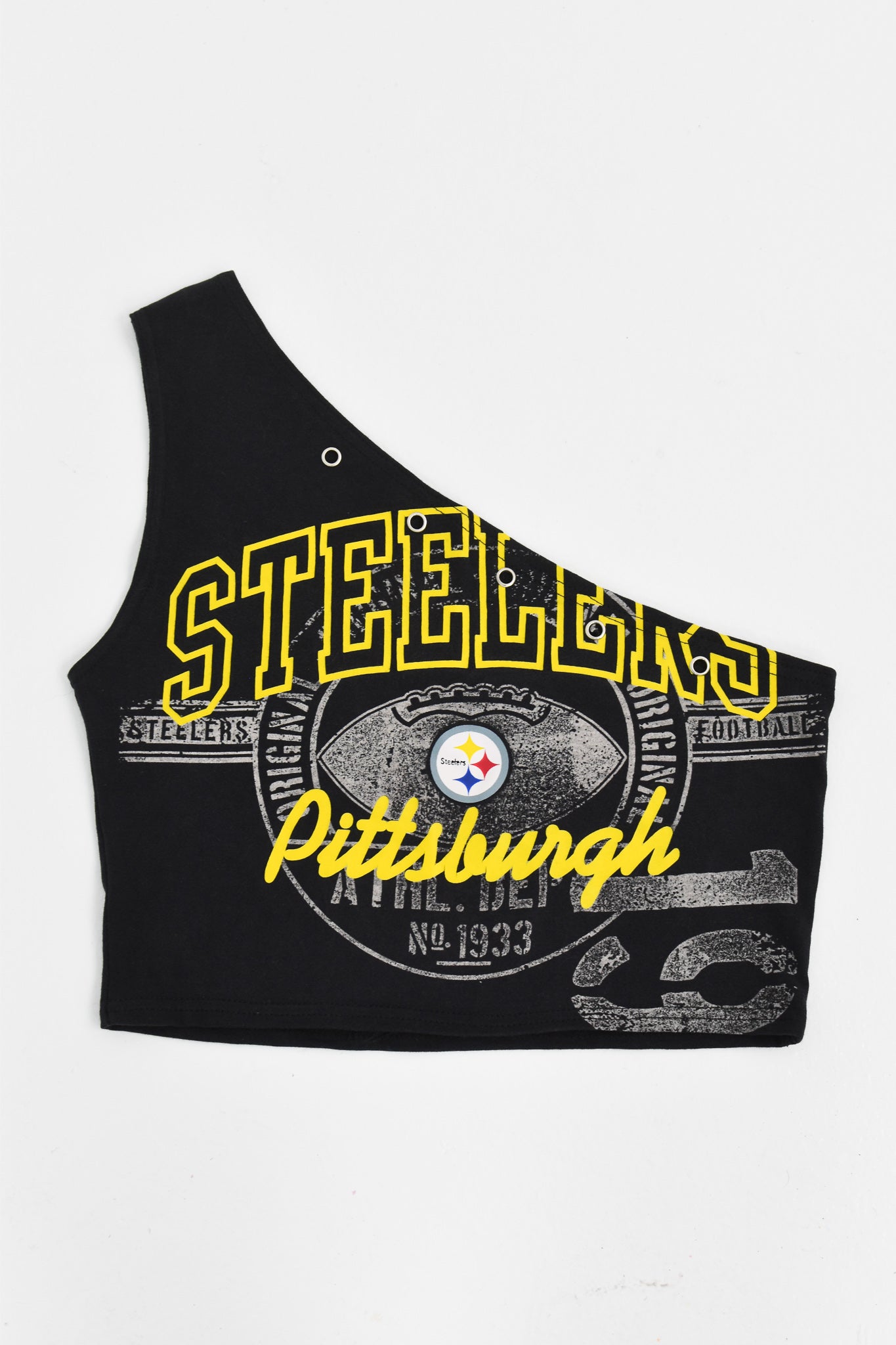 Upcycled Steelers One Shoulder Tank Top