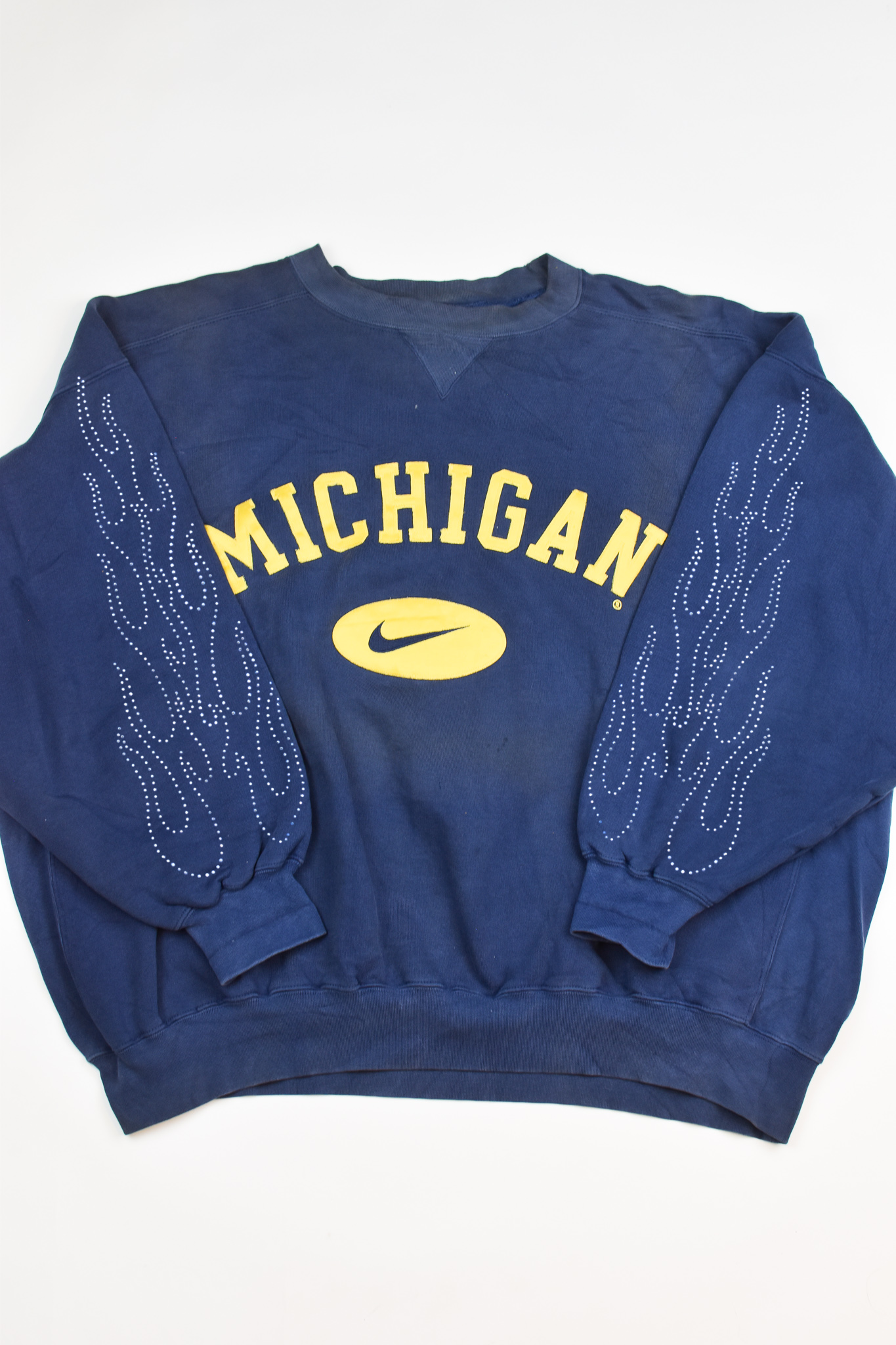 Upcycled Vintage Michigan Flame Sweatshirt