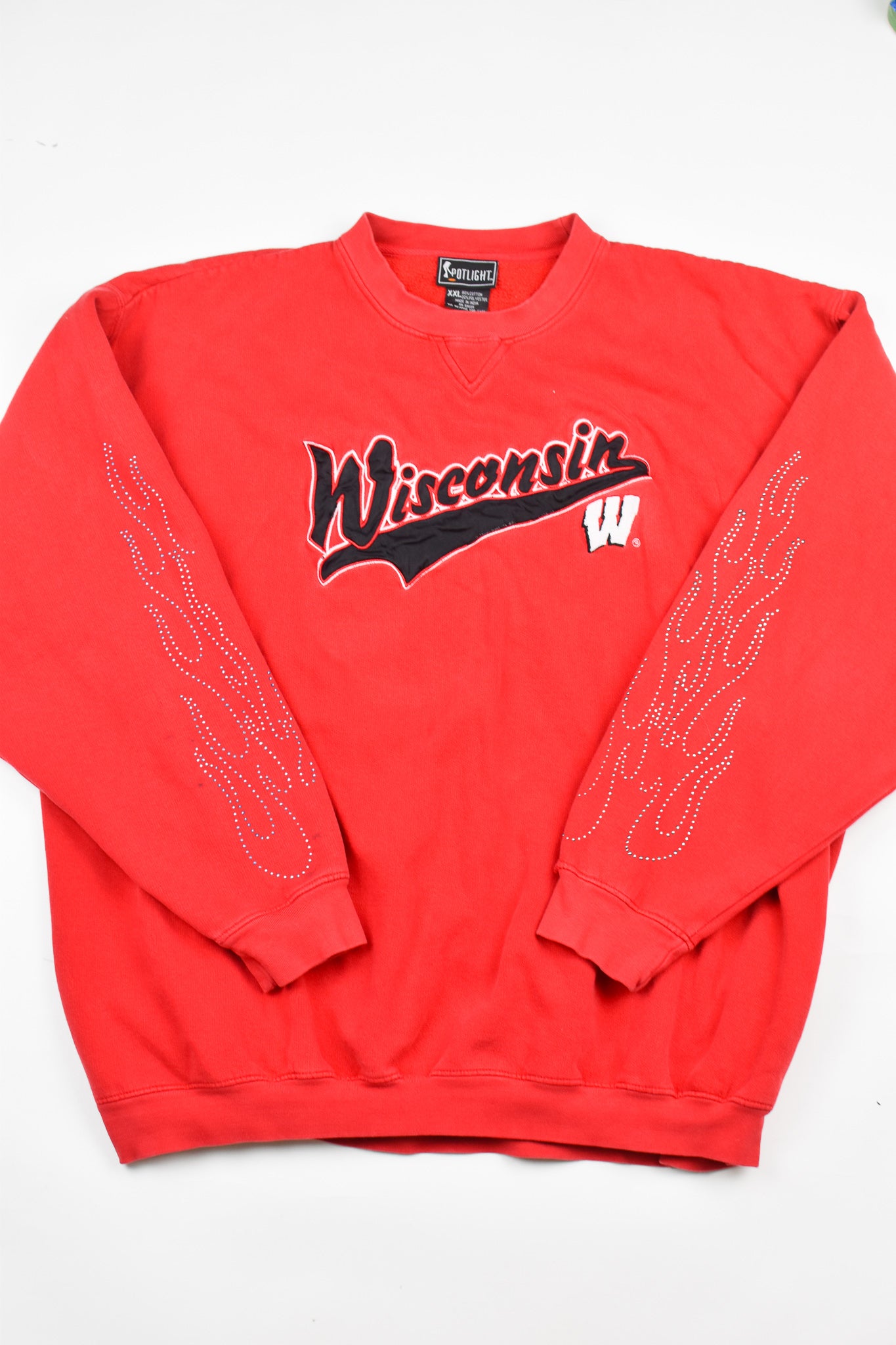 Upcycled Vintage Wisconsin Flame Sweatshirt